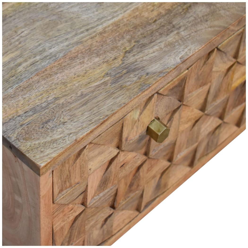 Pineapple Carved Bench | Oak-Inspired Finish | Decorative Accent Seating