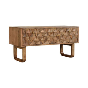 Pineapple Carved Bench | Oak-Inspired Finish | Decorative Accent Seating