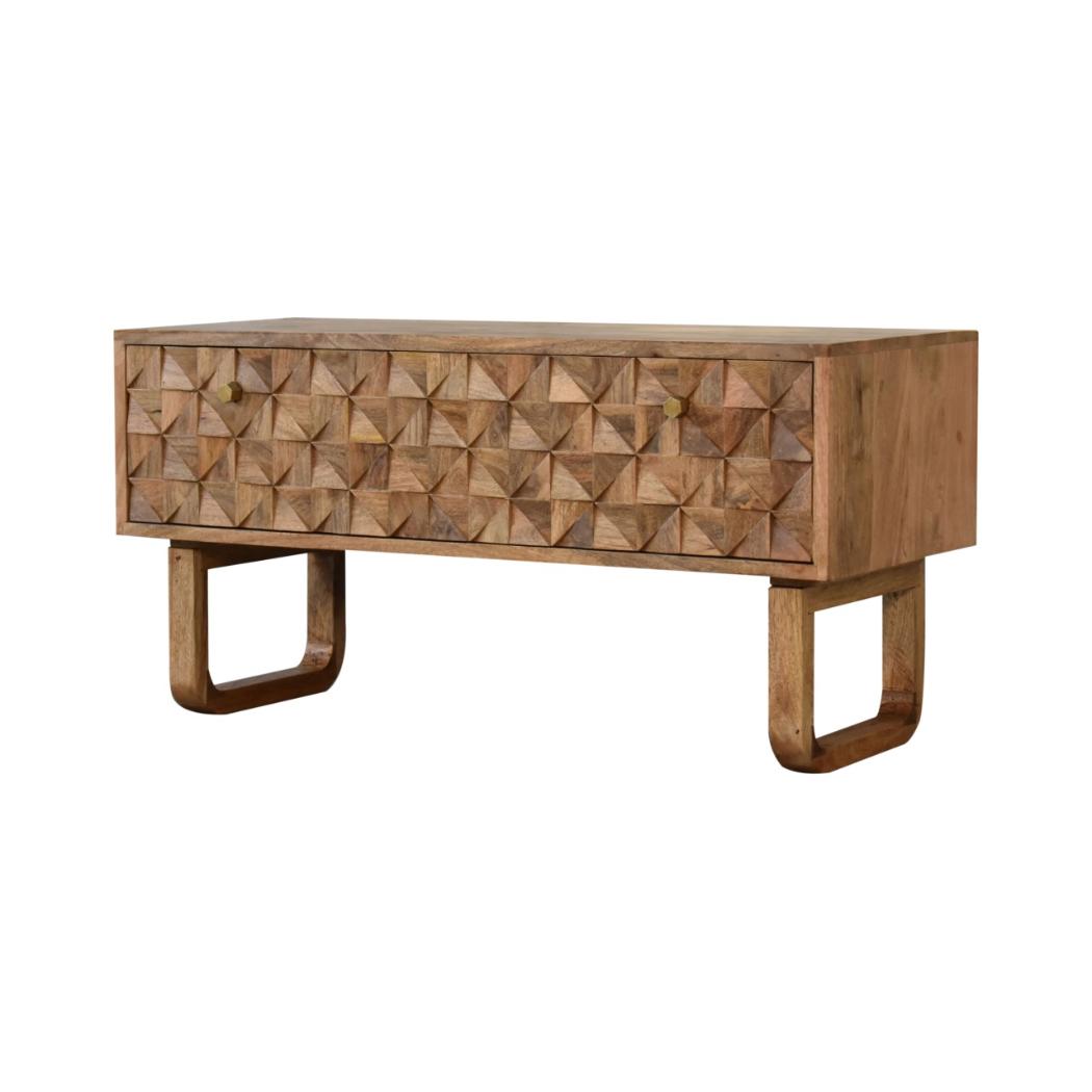 Pineapple Carved Bench | Oak-Inspired Finish | Decorative Accent Seating