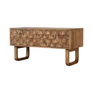 Pineapple Carved Bench | Oak-Inspired Finish | Decorative Accent Seating