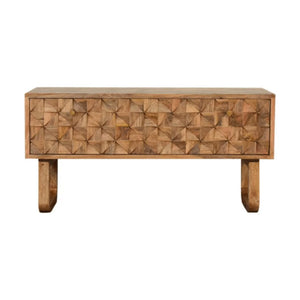 Pineapple Carved Bench | Oak-Inspired Finish | Decorative Accent Seating