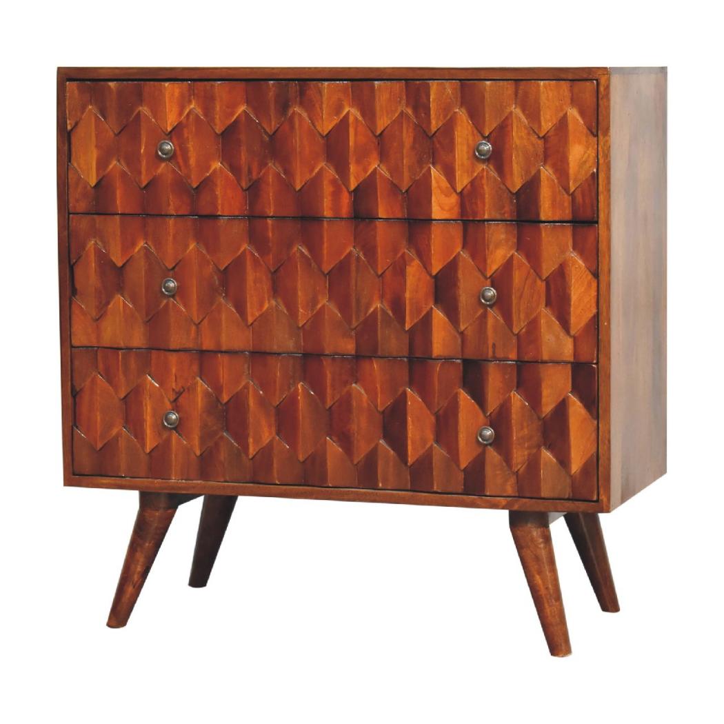 Pineapple Carved Chest | Chestnut Finish | Decorative Storage