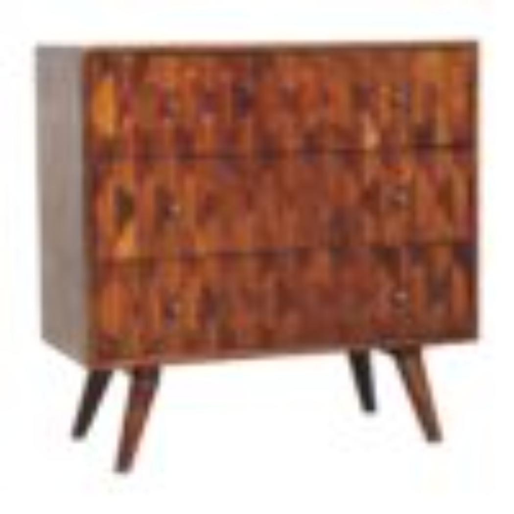 Pineapple Carved Chest | Chestnut Finish | Decorative Storage