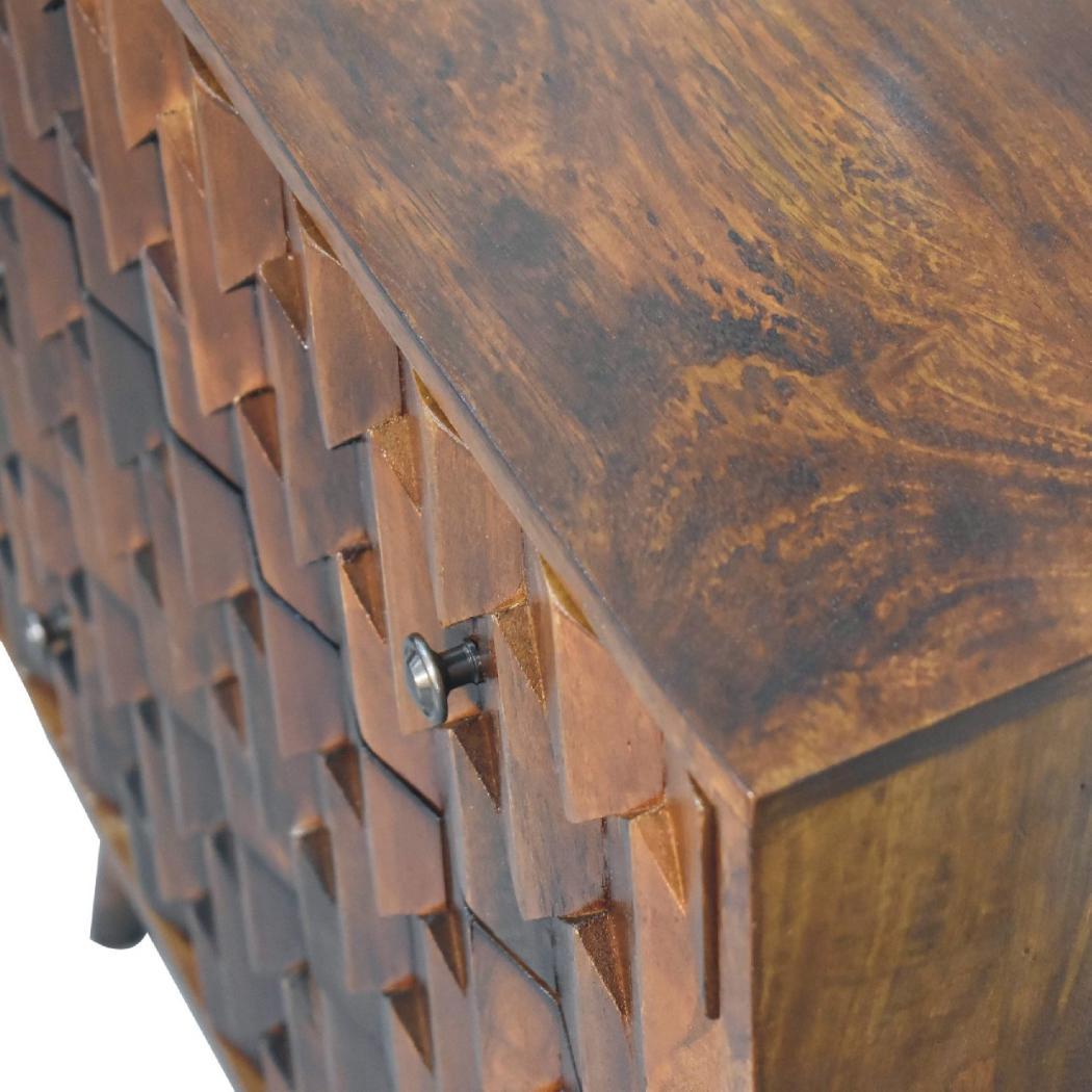 Pineapple Carved Chest | Chestnut Finish | Decorative Storage