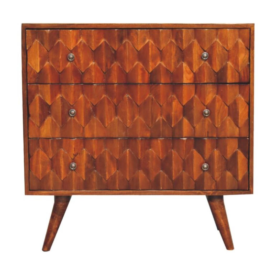 Pineapple Carved Chest | Chestnut Finish | Decorative Storage