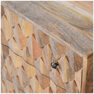 Pineapple Carved Chest | Solid Mango Wood | Oak Finish | 3 Drawers