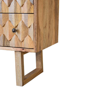 Pineapple Carved Chest | Solid Mango Wood | Oak Finish | 3 Drawers
