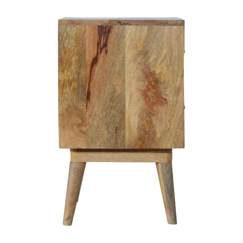 Pineapple Carved Mango Wood Bedside Table | 2 Drawers | Nordic Legs