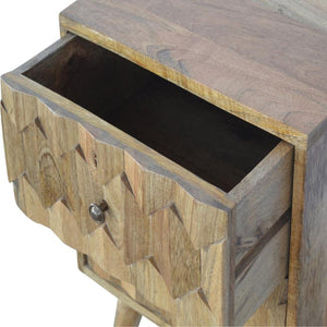 Pineapple Carved Mango Wood Bedside Table | 2 Drawers | Nordic Legs