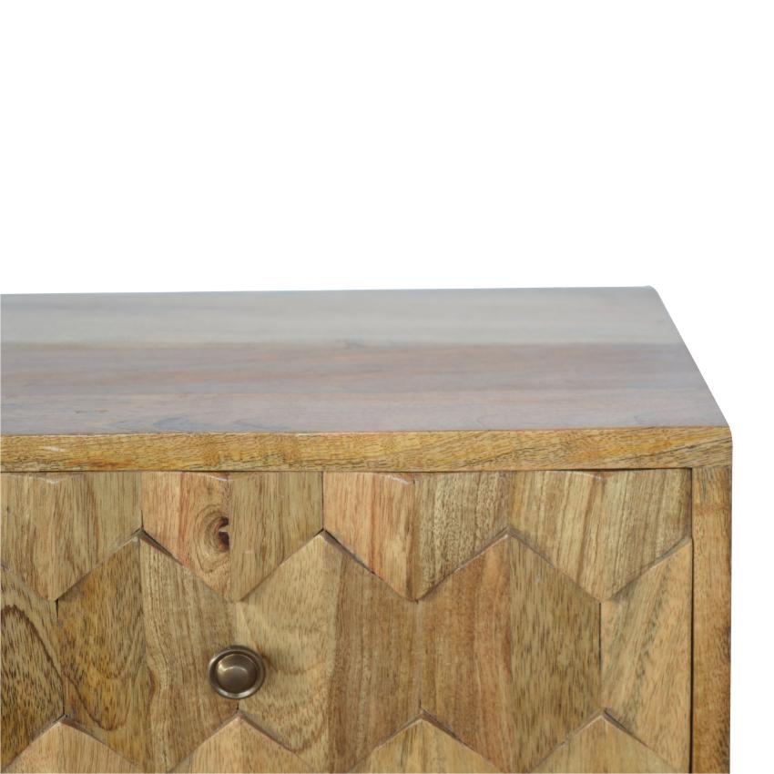 Pineapple Carved Mango Wood Bedside Table | 2 Drawers | Nordic Legs