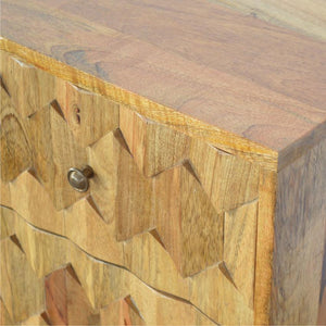 Pineapple Carved Mango Wood Bedside Table | 2 Drawers | Nordic Legs
