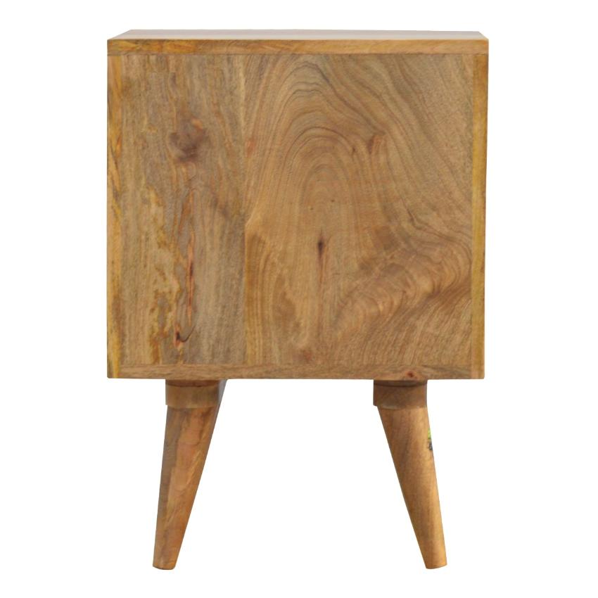 Pineapple Carved Mango Wood Bedside Table | 2 Drawers | Nordic Legs