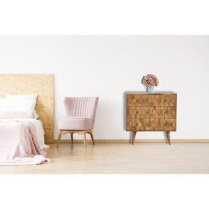 Pineapple Carved Mango Wood Chest | 3 Drawers | Nordic Legs