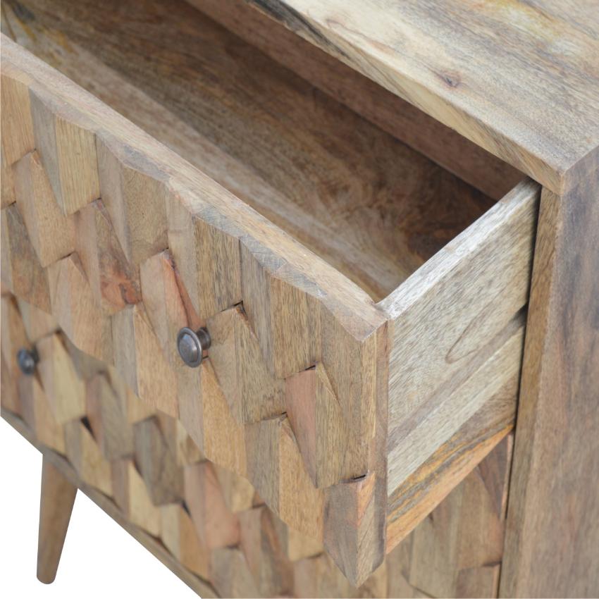 Pineapple Carved Mango Wood Chest | 3 Drawers | Nordic Legs