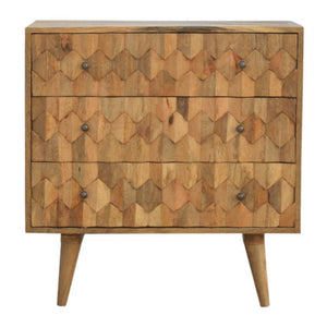 Pineapple Carved Mango Wood Chest | 3 Drawers | Nordic Legs