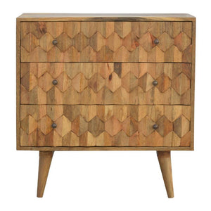 Pineapple Carved Mango Wood Chest | 3 Drawers | Nordic Legs