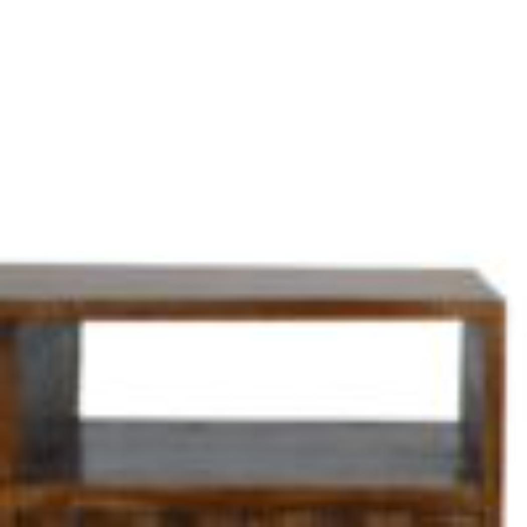 Pineapple Carved Media Unit | Solid Mango Wood | Chestnut Finish | TV Storage Console