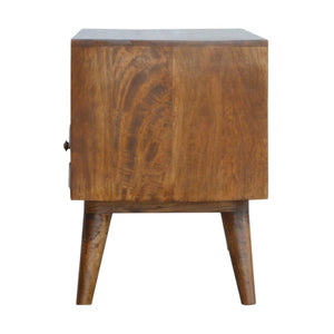 Pineapple Carved Media Unit | Solid Mango Wood | Chestnut Finish | TV Storage Console