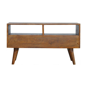 Pineapple Carved Media Unit | Solid Mango Wood | Chestnut Finish | TV Storage Console