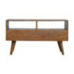 Pineapple Carved Media Unit | Solid Mango Wood | Chestnut Finish | TV Storage Console