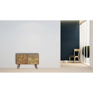 Pineapple Carved Wooden Sideboard | 3 Drawers & Cabinet