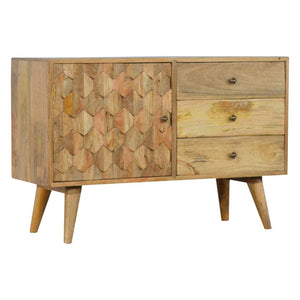 Pineapple Carved Wooden Sideboard | 3 Drawers & Cabinet