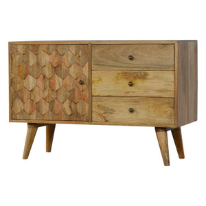 Pineapple Carved Wooden Sideboard | 3 Drawers & Cabinet