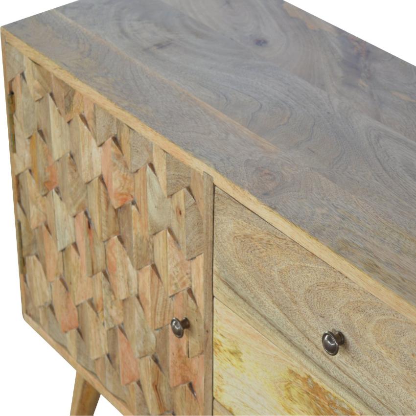 Pineapple Carved Wooden Sideboard | 3 Drawers & Cabinet