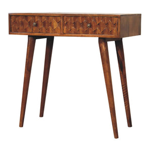 Pineapple Console Table | Chestnut Finish | Tropical Carved Design