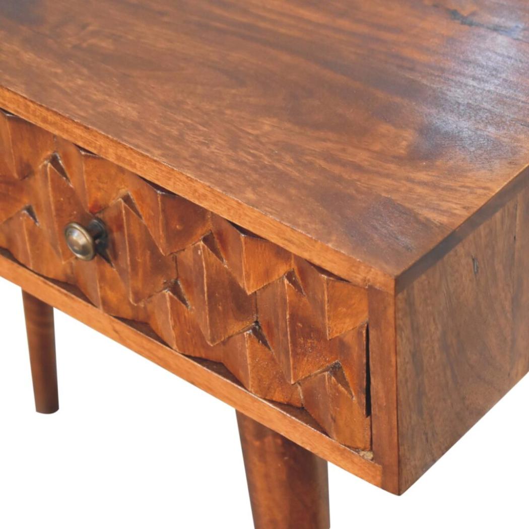 Pineapple Console Table | Chestnut Finish | Tropical Carved Design