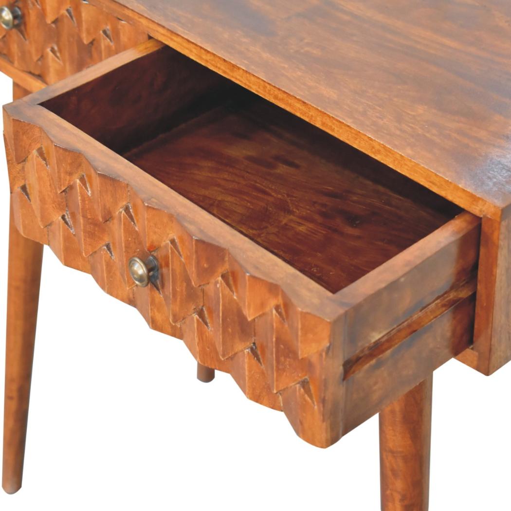 Pineapple Console Table | Chestnut Finish | Tropical Carved Design