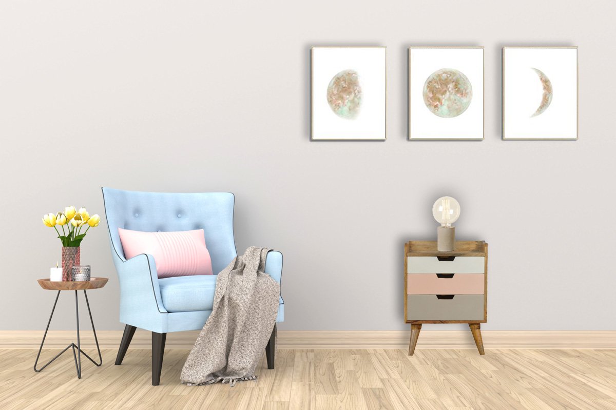 Pink Gradient Bedside Table | 3 Drawers | Solid Mango Wood