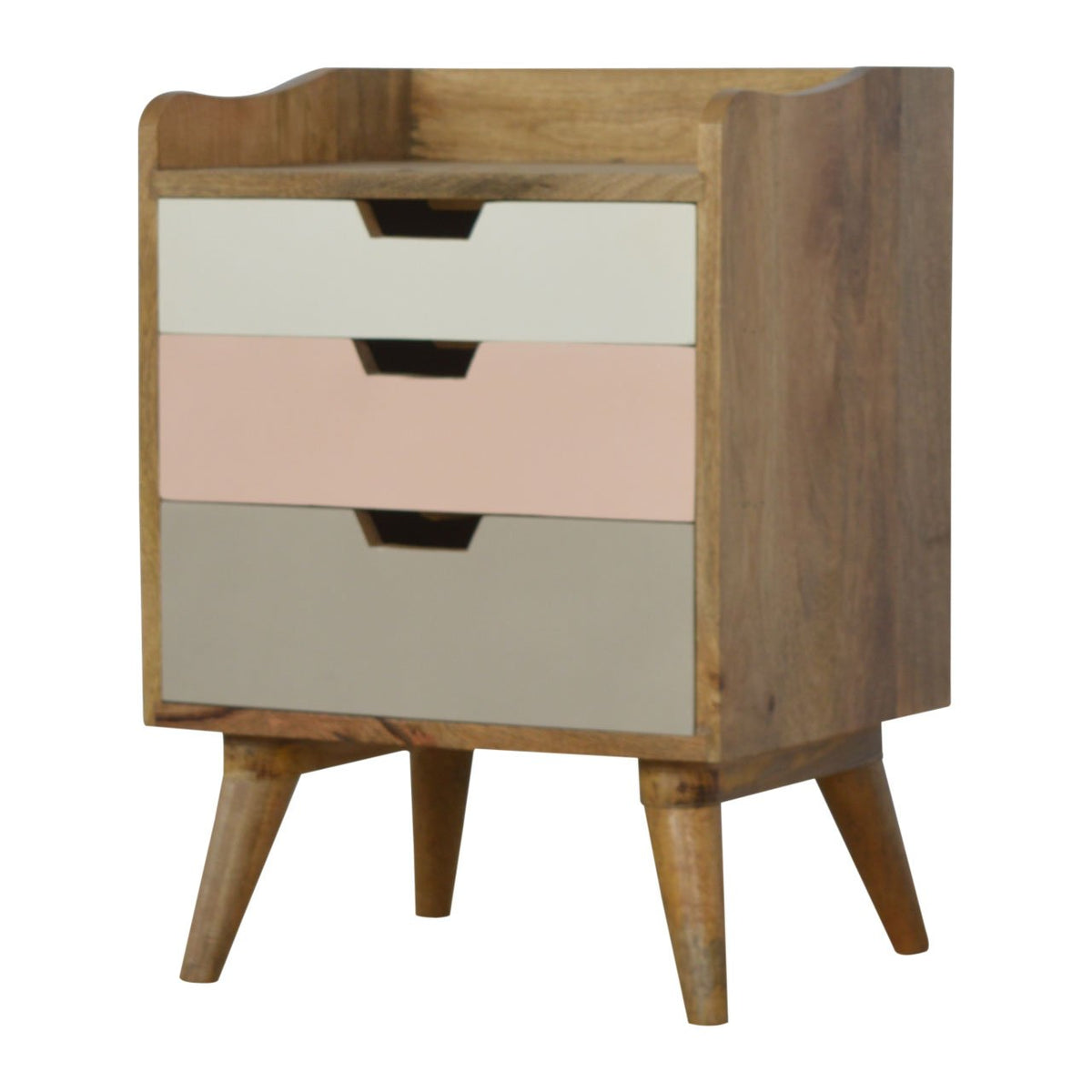 Pink Gradient Bedside Table | 3 Drawers | Solid Mango Wood