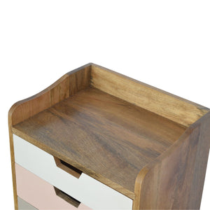 Pink Gradient Bedside Table | 3 Drawers | Solid Mango Wood