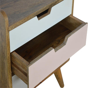 Pink Gradient Bedside Table | 3 Drawers | Solid Mango Wood