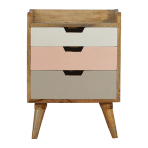 Pink Gradient Bedside Table | 3 Drawers | Solid Mango Wood