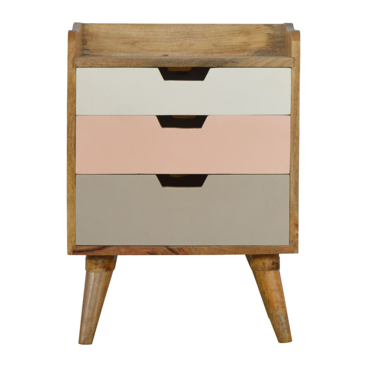 Pink Gradient Bedside Table | 3 Drawers | Solid Mango Wood