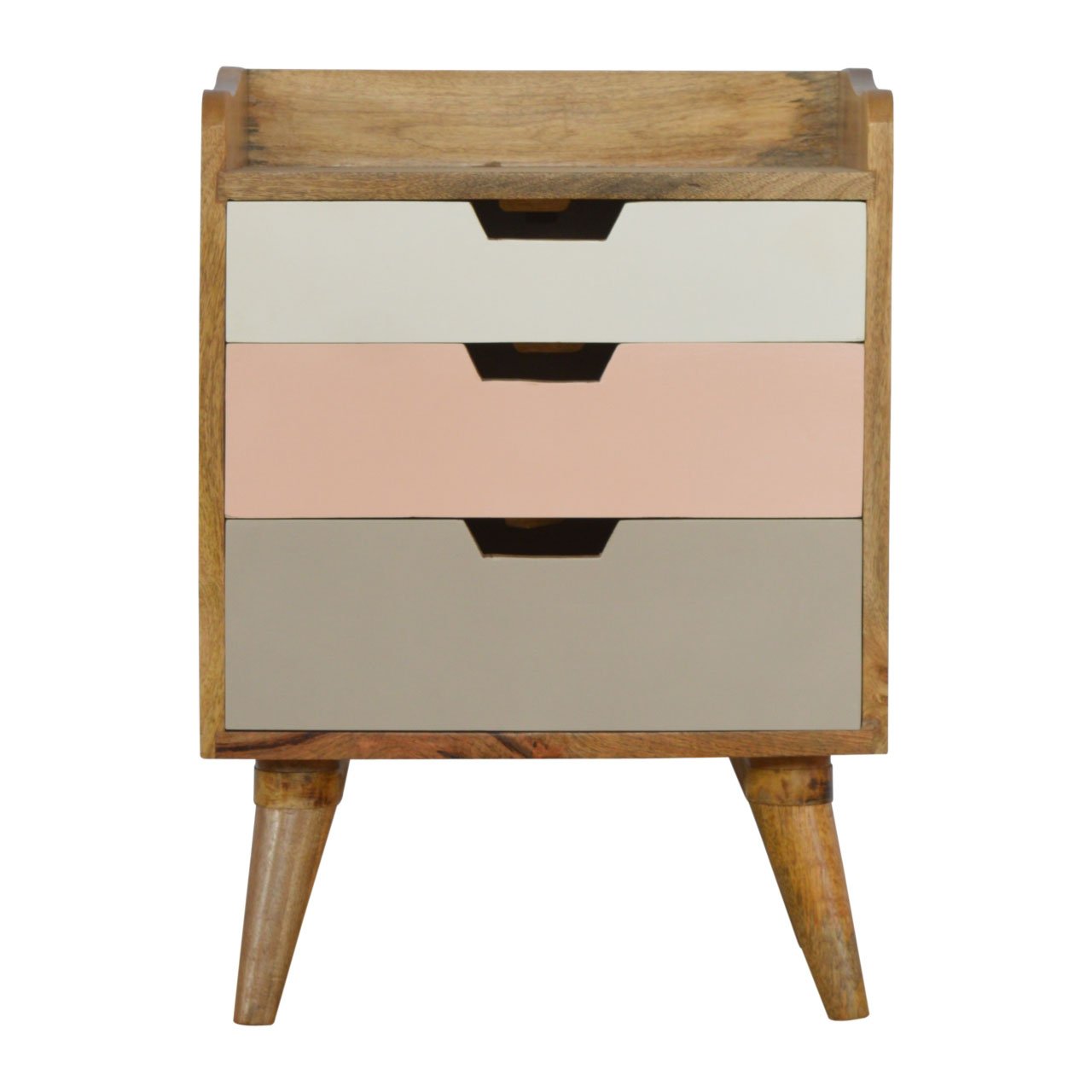 Pink Gradient Bedside Table | 3 Drawers | Solid Mango Wood