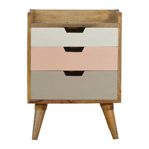 Pink Gradient Bedside Table | 3 Drawers | Solid Mango Wood