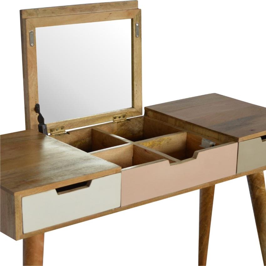Pink Gradient Dressing Table | 3 Drawers | Solid Mango Wood