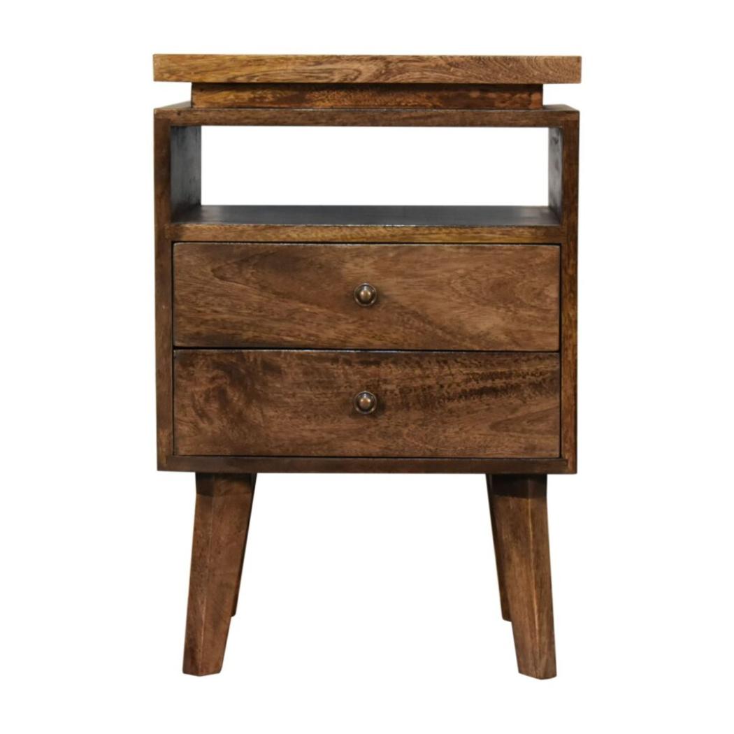 Platform Bedside Table | Raised Base Design | Compact Bedroom Storage