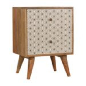 Prima 2 Drawer Bedside Table | Solid Mango Wood | Compact Bedroom Storage