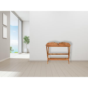 Prima Double Butler Tray Table | Solid Mango Wood | Oak Finish | 2 Removable Trays