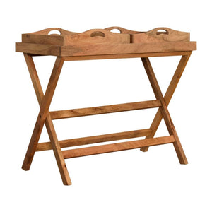 Prima Double Butler Tray Table | Solid Mango Wood | Oak Finish | 2 Removable Trays