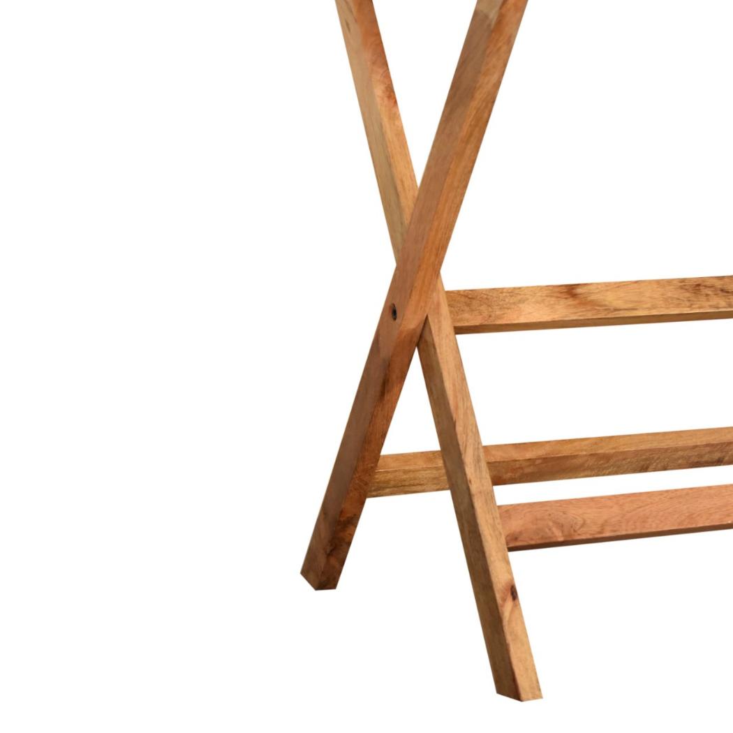 Prima Double Butler Tray Table | Solid Mango Wood | Oak Finish | 2 Removable Trays