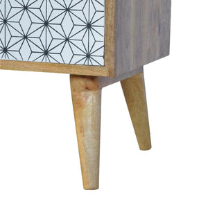 Prima Geometric Bedside Table | 2 Drawers & Open Shelf | Mango Wood