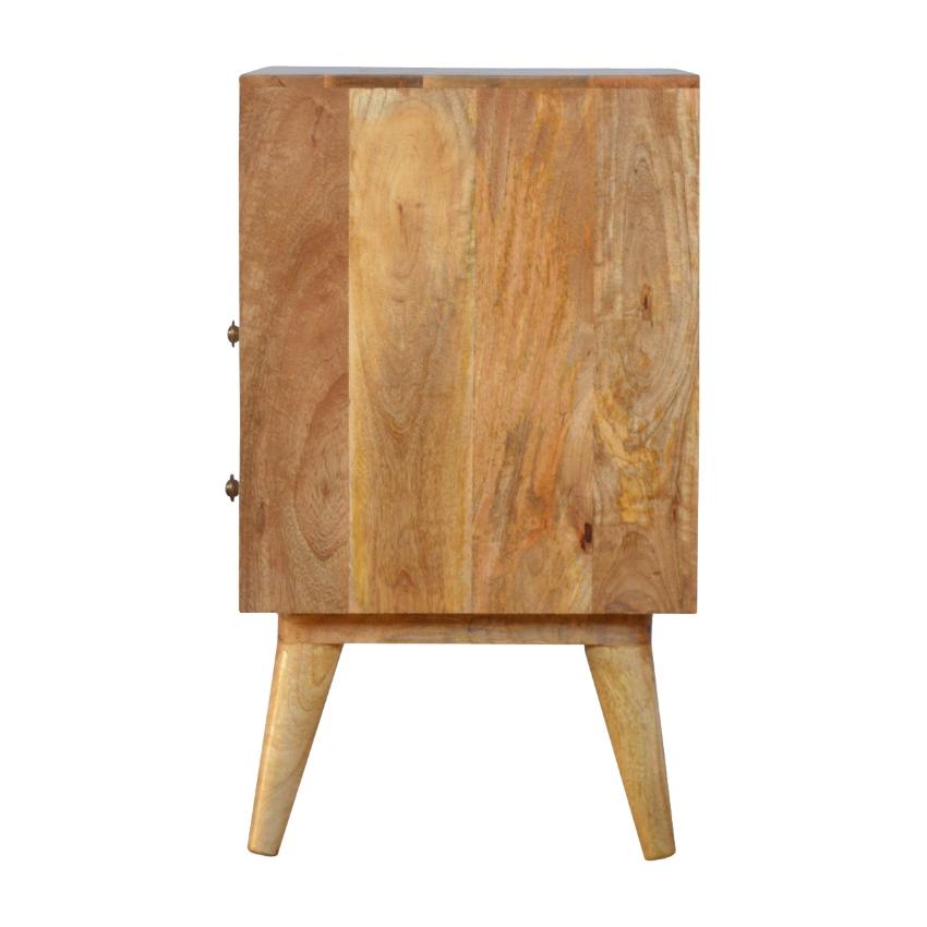 Prima Geometric Bedside Table | 2 Drawers & Open Shelf | Mango Wood