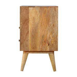Prima Geometric Bedside Table | 2 Drawers & Open Shelf | Mango Wood