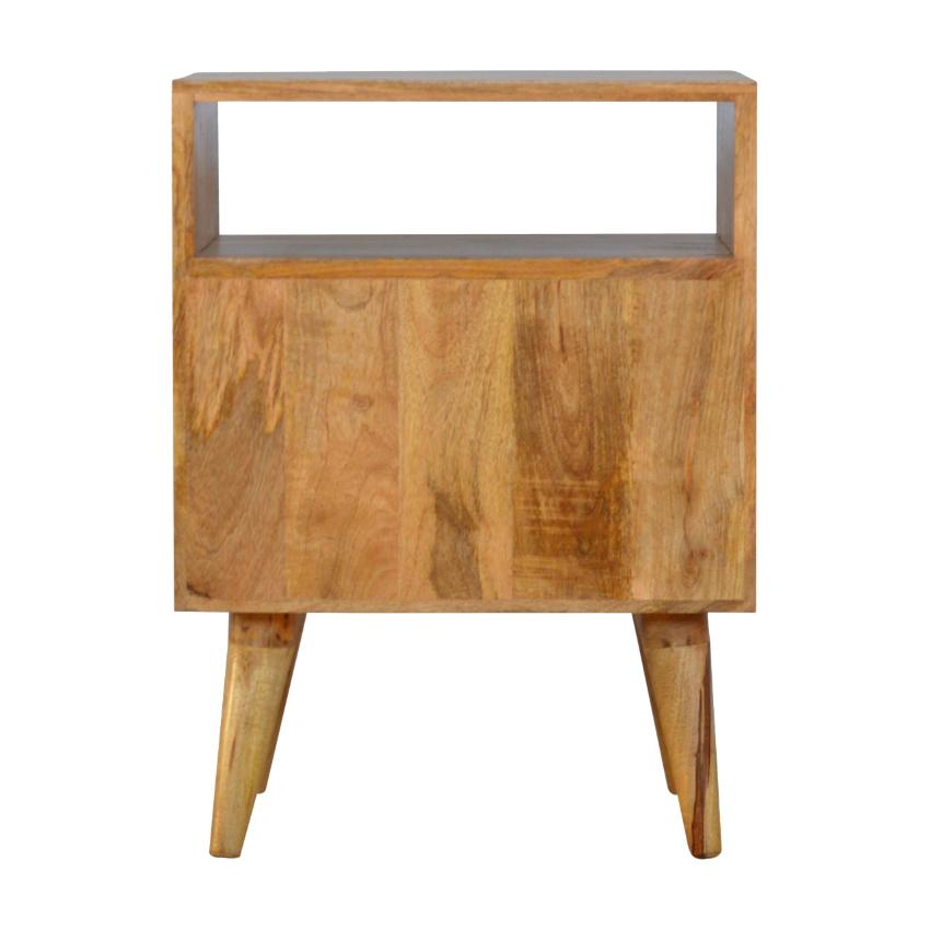 Prima Geometric Bedside Table | 2 Drawers & Open Shelf | Mango Wood