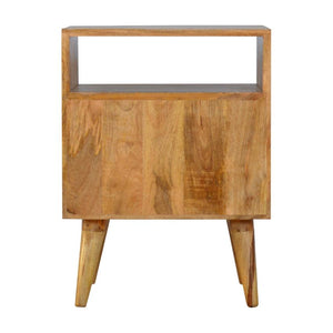 Prima Geometric Bedside Table | 2 Drawers & Open Shelf | Mango Wood